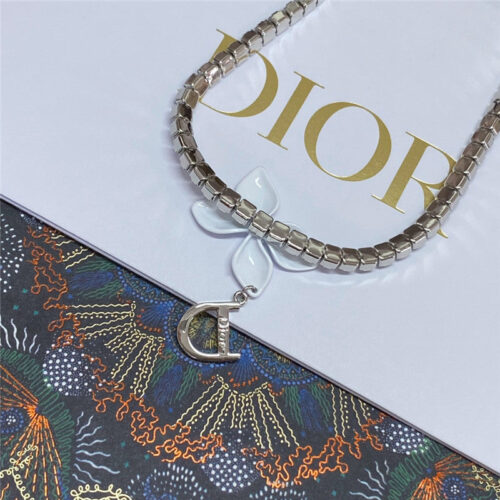 High Quality Luxury Dior Pink Crystal Heart Necklace product detail