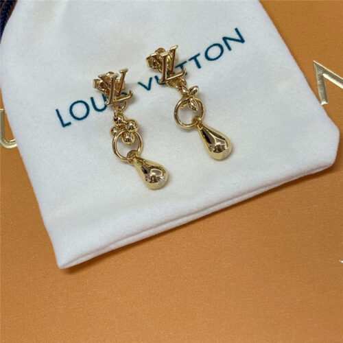 High Quality Luxury Louis Vuitton Green Flower With Water Drop Earrings