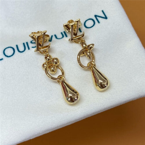 High Quality Luxury Louis Vuitton Green Flower With Water Drop Earrings product detail