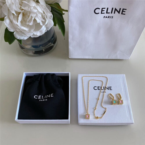 High Quality Luxury Celine Macaron Colorful Square Necklace