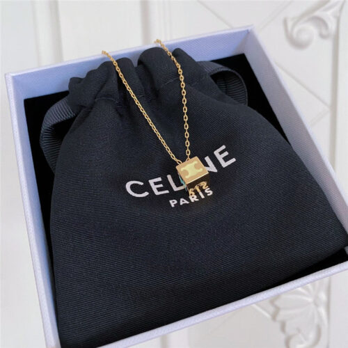 High Quality Luxury Celine Macaron Colorful Square Necklace alternate view