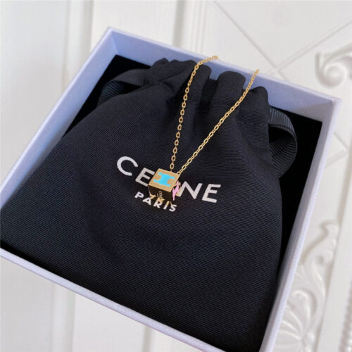 High Quality Luxury Celine Macaron Colorful Square Necklace product detail