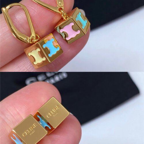 High Quality Luxury Celine Macaron Colorful Square Necklace product detail