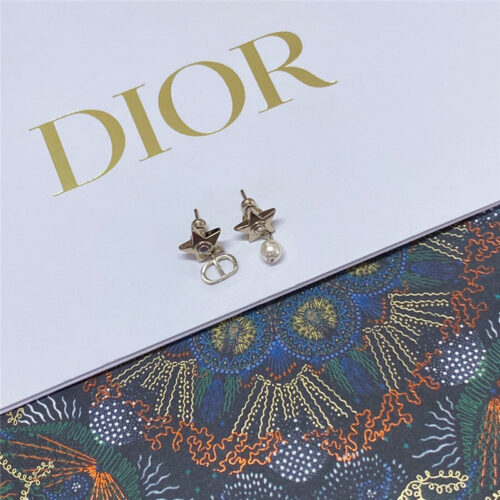 High Quality Luxury Dior Star Cd Pearl Earrings