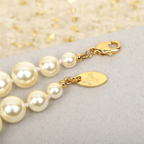 High Quality Luxury Vivienne Westwood Diamond And Pearl Necklace product detail
