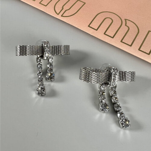 High Quality Luxury Miumiu Bow Stud Earrings product detail