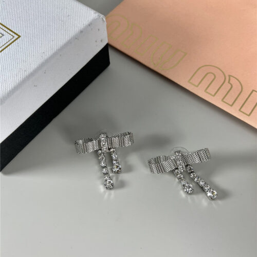 High Quality Luxury Miumiu Bow Stud Earrings product detail