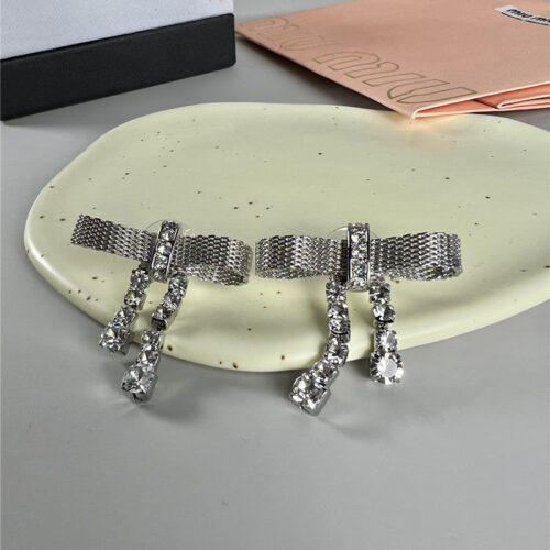 High Quality Luxury Miumiu Bow Stud Earrings product detail