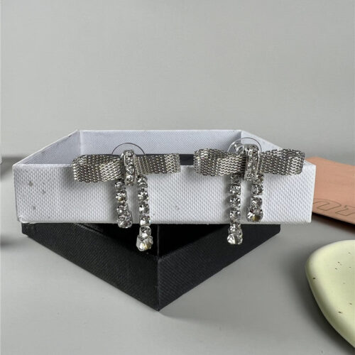 High Quality Luxury Miumiu Bow Stud Earrings product detail