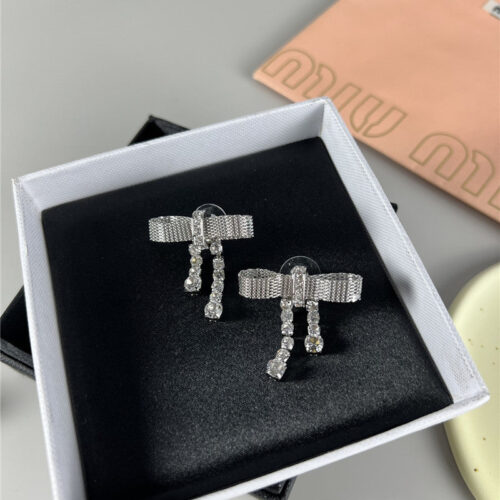 High Quality Luxury Miumiu Bow Stud Earrings