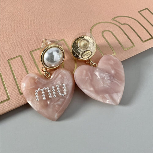 High Quality Luxury Miumiu Acrylic Love Stud Earrings alternate view