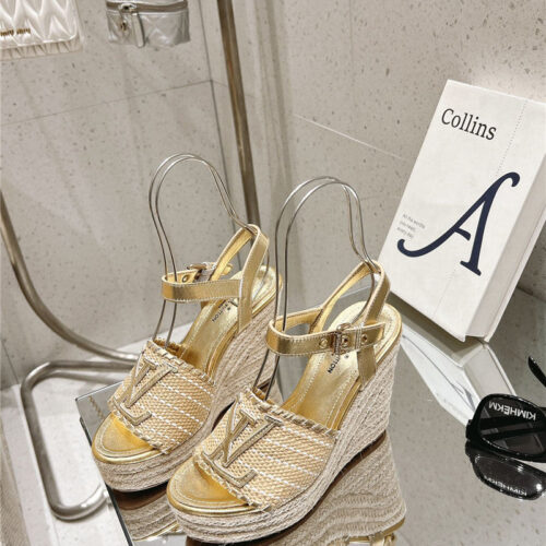 High Quality Luxury Louis Vuitton Straw Platform Sandals – Style 84003 product detail