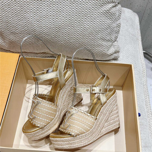 High Quality Luxury Louis Vuitton Straw Platform Sandals – Style 84003 product detail