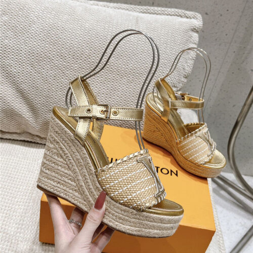 High Quality Luxury Louis Vuitton Straw Platform Sandals – Style 84003 product detail