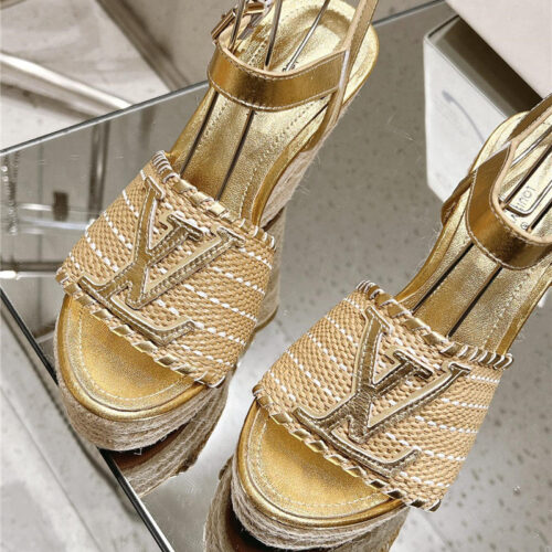 High Quality Luxury Louis Vuitton Straw Platform Sandals – Style 84003 product detail