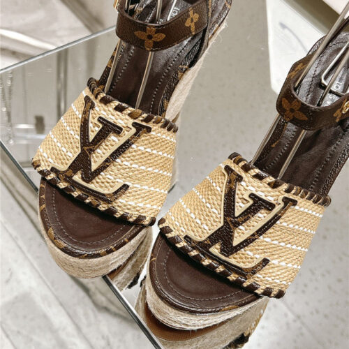 High Quality Luxury Louis Vuitton Straw Platform Sandals product detail