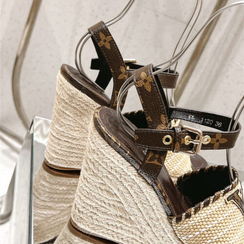 High Quality Luxury Louis Vuitton Straw Platform Sandals product detail