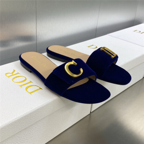 High Quality Luxury Dior Cd Letter Logo Metal Buckle Flat Color Block Sandals – Style 21734