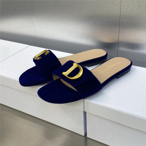 High Quality Luxury Dior Cd Letter Logo Metal Buckle Flat Color Block Sandals – Style 21734 alternate view