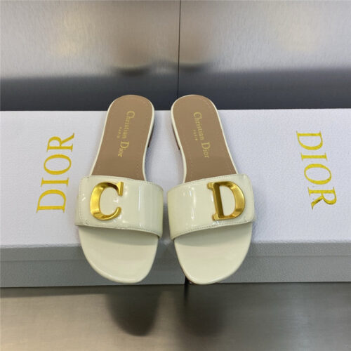 High Quality Luxury Dior Cd Letter Logo Metal Buckle Flat Color Block Sandals – Style 82726 product detail