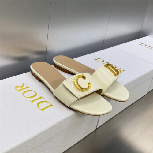 High Quality Luxury Dior Cd Letter Logo Metal Buckle Flat Color Block Sandals – Style 82726
