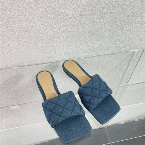 High Quality Luxury Bottega Veneta New Wash Denim Deep Mouth Slippers – Style 33670