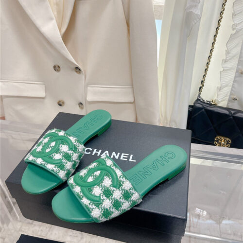 High Quality Luxury Chanel Pure Handmade Lozenge Car Line Slippers – Style 10566
