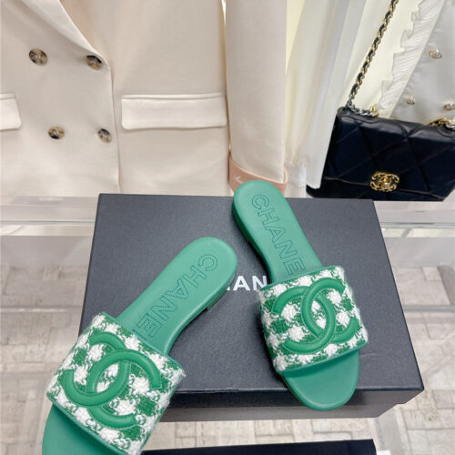 High Quality Luxury Chanel Pure Handmade Lozenge Car Line Slippers – Style 10566 product detail