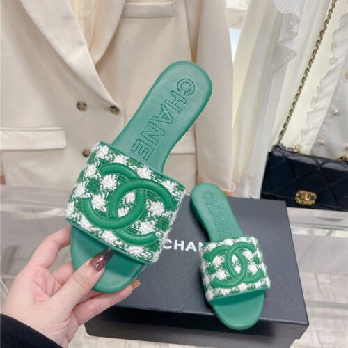 High Quality Luxury Chanel Pure Handmade Lozenge Car Line Slippers – Style 10566 product detail