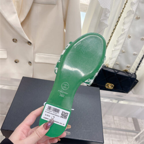 High Quality Luxury Chanel Pure Handmade Lozenge Car Line Slippers – Style 10566 product detail