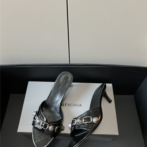 High Quality Luxury Balenciaga Silver Stud Buckle Spice Slippers