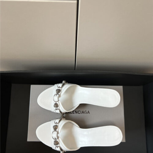 High Quality Luxury Balenciaga Silver Stud Buckle Spice Slippers – Style 21187 product detail