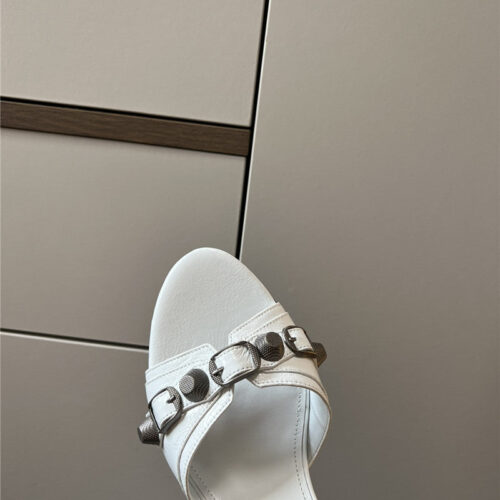 High Quality Luxury Balenciaga Silver Stud Buckle Spice Slippers – Style 21187 product detail