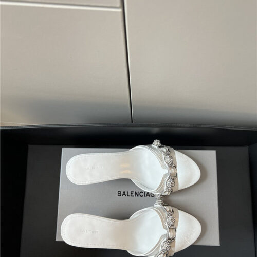 High Quality Luxury Balenciaga Silver Stud Buckle Spice Slippers – Style 19491 product detail