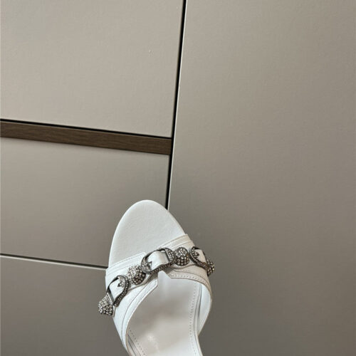 High Quality Luxury Balenciaga Silver Stud Buckle Spice Slippers – Style 19491 product detail