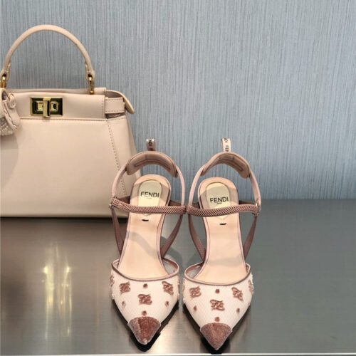 High Quality Luxury Fendi New FF Graceful Streamlined Colibrí Slingback Shoes – Style 32019 product detail
