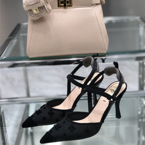 High Quality Luxury Fendi New FF Graceful Streamlined Colibrí Slingback Shoes alternate view