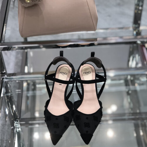 High Quality Luxury Fendi New FF Graceful Streamlined Colibrí Slingback Shoes – Style 44435 product detail