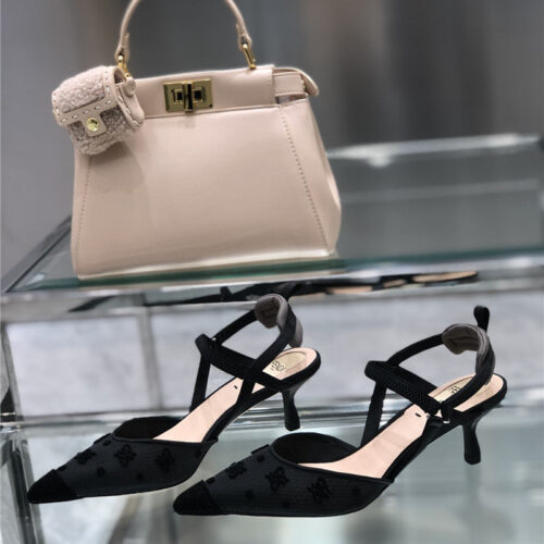 High Quality Luxury Fendi New FF Graceful Streamlined Colibrí Slingback Shoes – Style 44435 alternate view