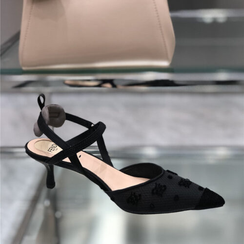 High Quality Luxury Fendi New FF Graceful Streamlined Colibrí Slingback Shoes – Style 44435 product detail