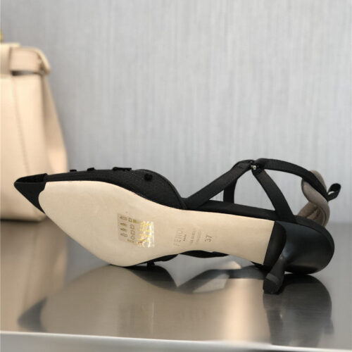 High Quality Luxury Fendi New FF Graceful Streamlined Colibrí Slingback Shoes – Style 44435 product detail