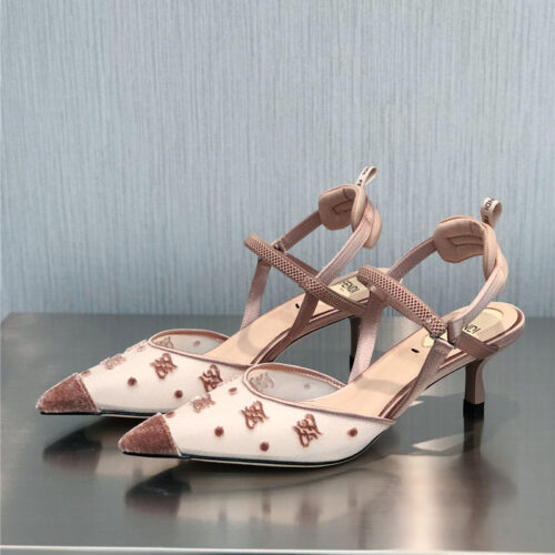 High Quality Luxury Fendi New FF Graceful Streamlined Colibrí Slingback Shoes – Style 35955 product detail