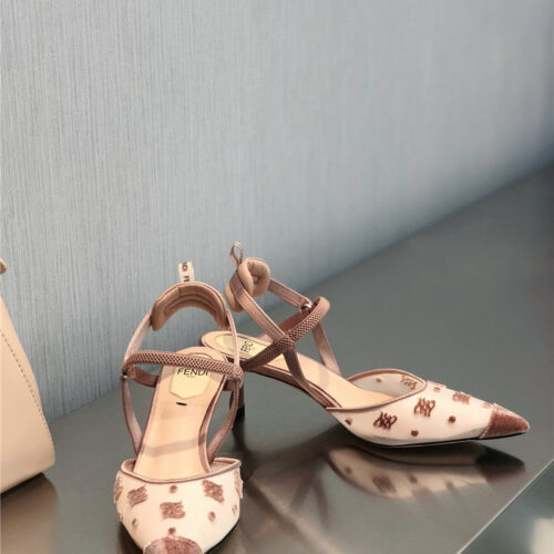 High Quality Luxury Fendi New FF Graceful Streamlined Colibrí Slingback Shoes – Style 35955 product detail