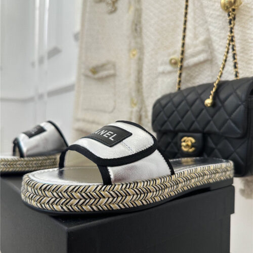 High Quality Luxury Chanel Velcro Lazy Slippers – Style 09862 product detail