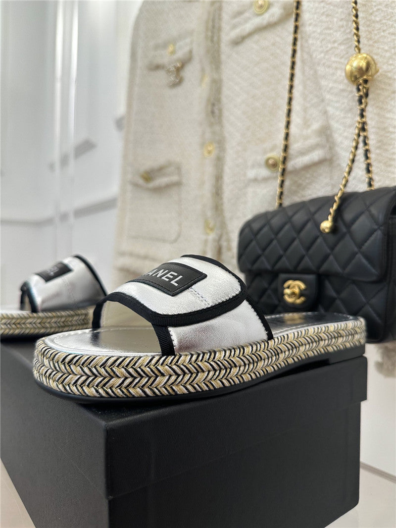 High Quality Luxury Chanel Velcro Lazy Slippers – Style 09862 product detail