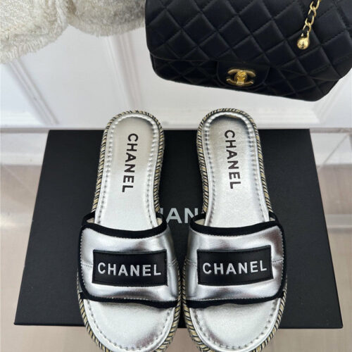 High Quality Luxury Chanel Velcro Lazy Slippers – Style 09862 alternate view
