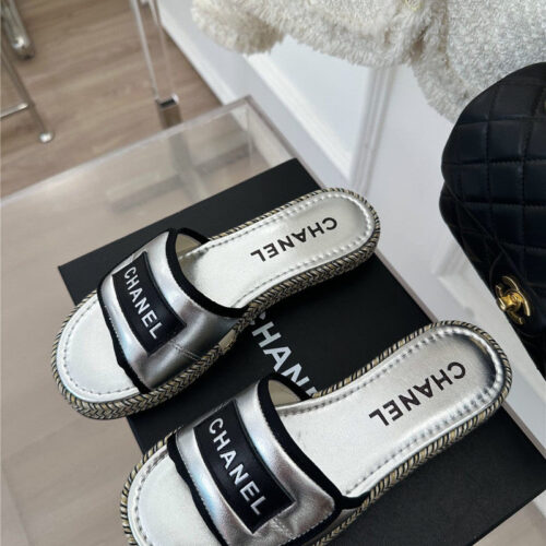 High Quality Luxury Chanel Velcro Lazy Slippers – Style 09862 product detail