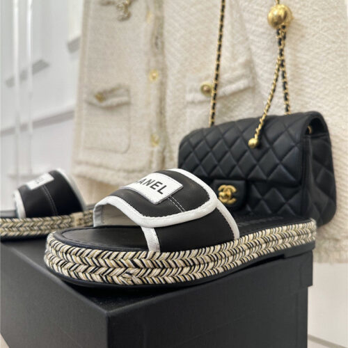 High Quality Luxury Chanel Velcro Lazy Slippers – Style 72006 product detail
