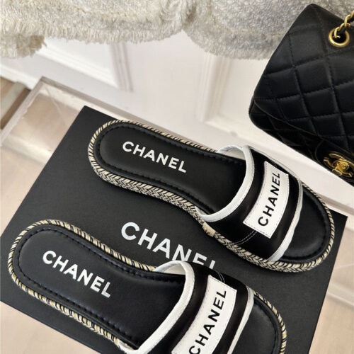 High Quality Luxury Chanel Velcro Lazy Slippers – Style 72006 alternate view
