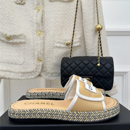 High Quality Luxury Chanel Velcro Lazy Slippers – Style 66918 product detail